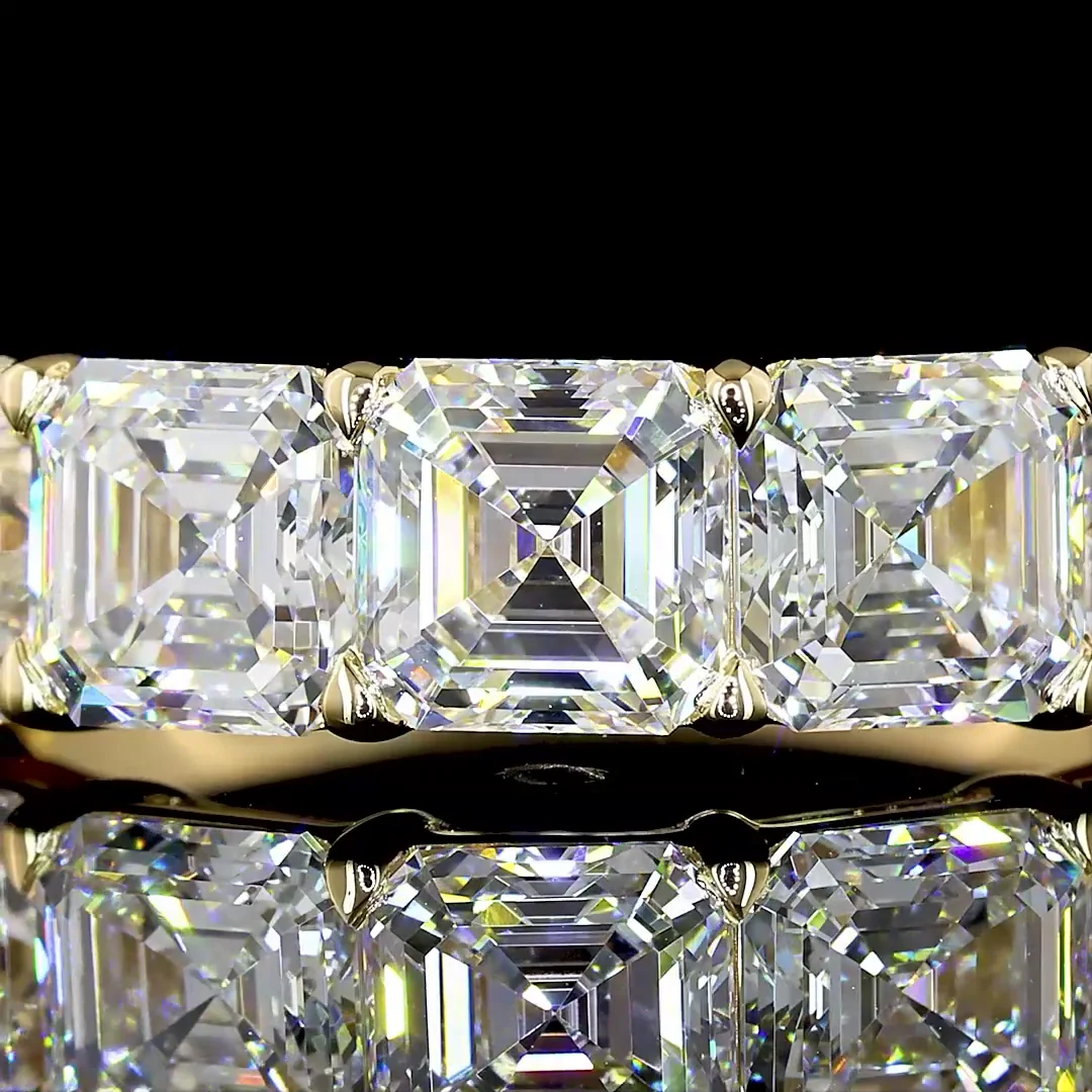 3.03 Cts 14k Yellow Gold Asscher Shape 5 Stones Eternity Band - Image 3