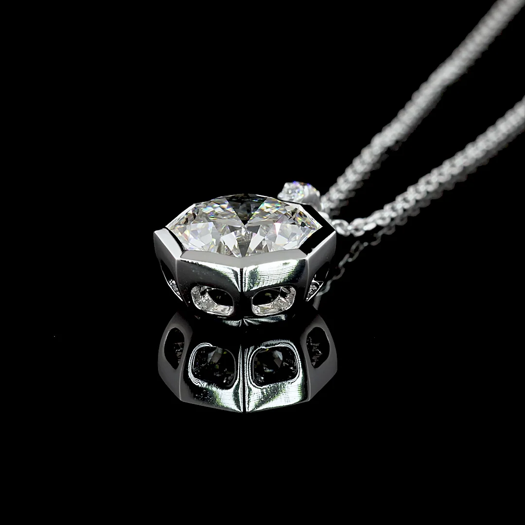 2.57 Cts 14k White Gold Octagon H&a Shape Pendant Pendant - Image 4