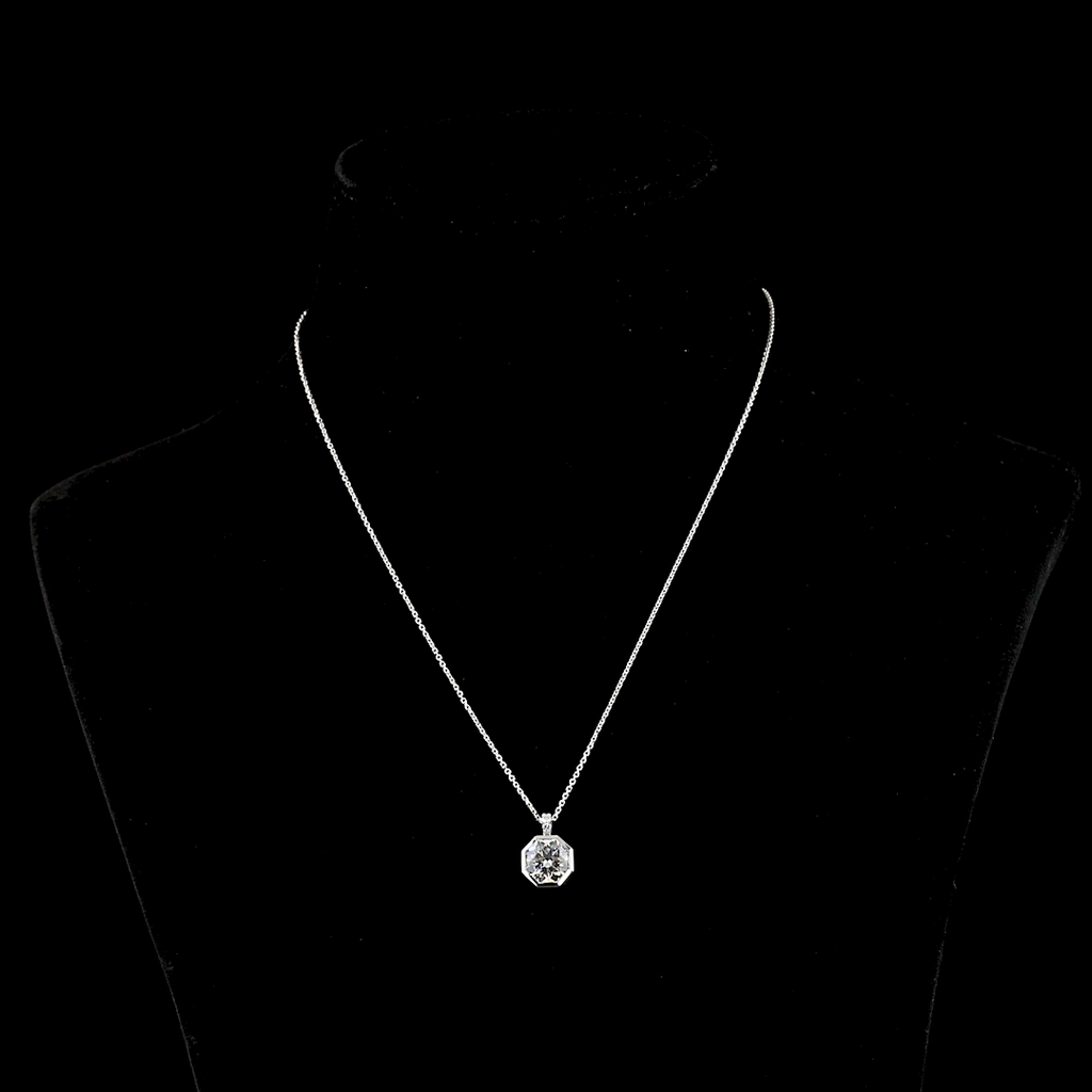 2.57 Cts 14k White Gold Octagon H&a Shape Pendant Pendant - Video