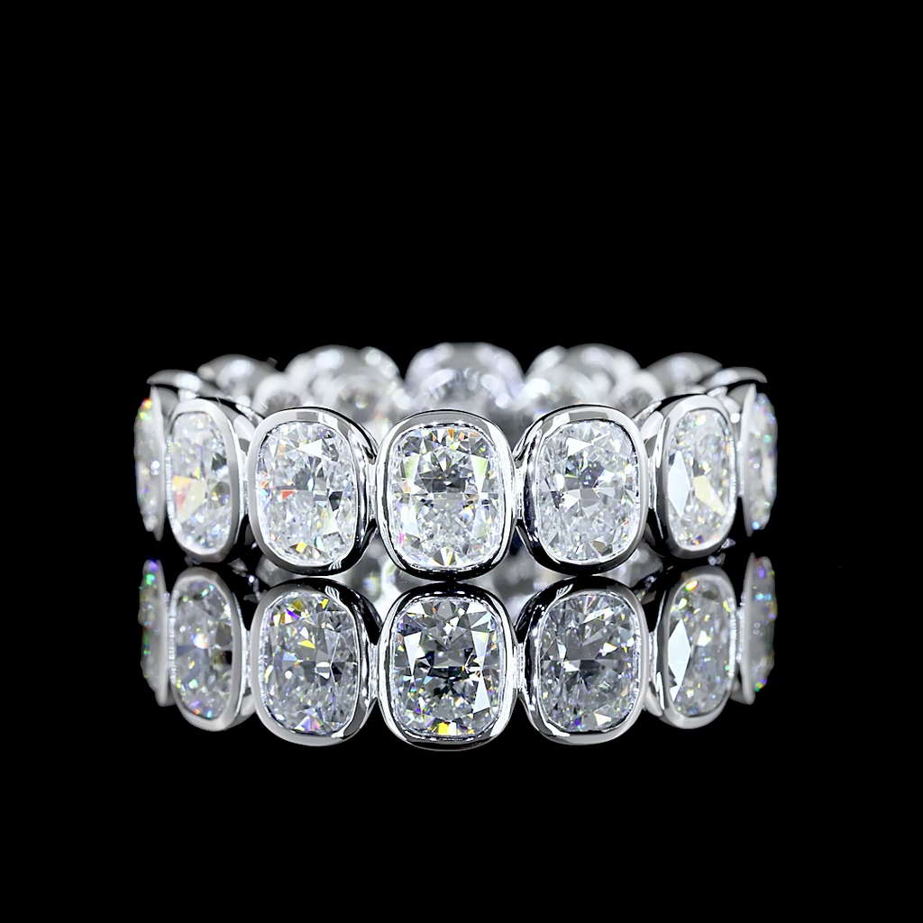5.49 Cts 14k White Gold Cushion Brilliant Shape Eternity Band Eternity Band - Video