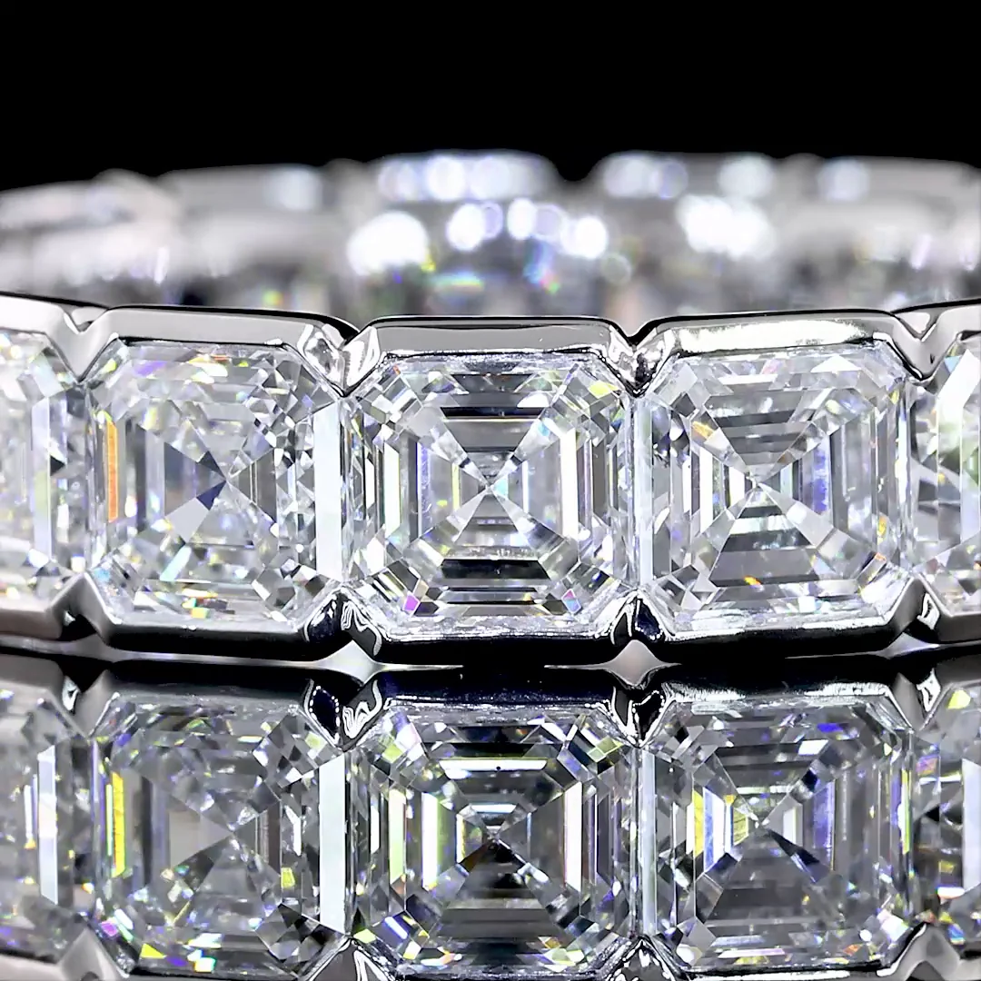 4.96 Cts 14k White Gold Asscher Shape Eternity Band Eternity Band - Image 3