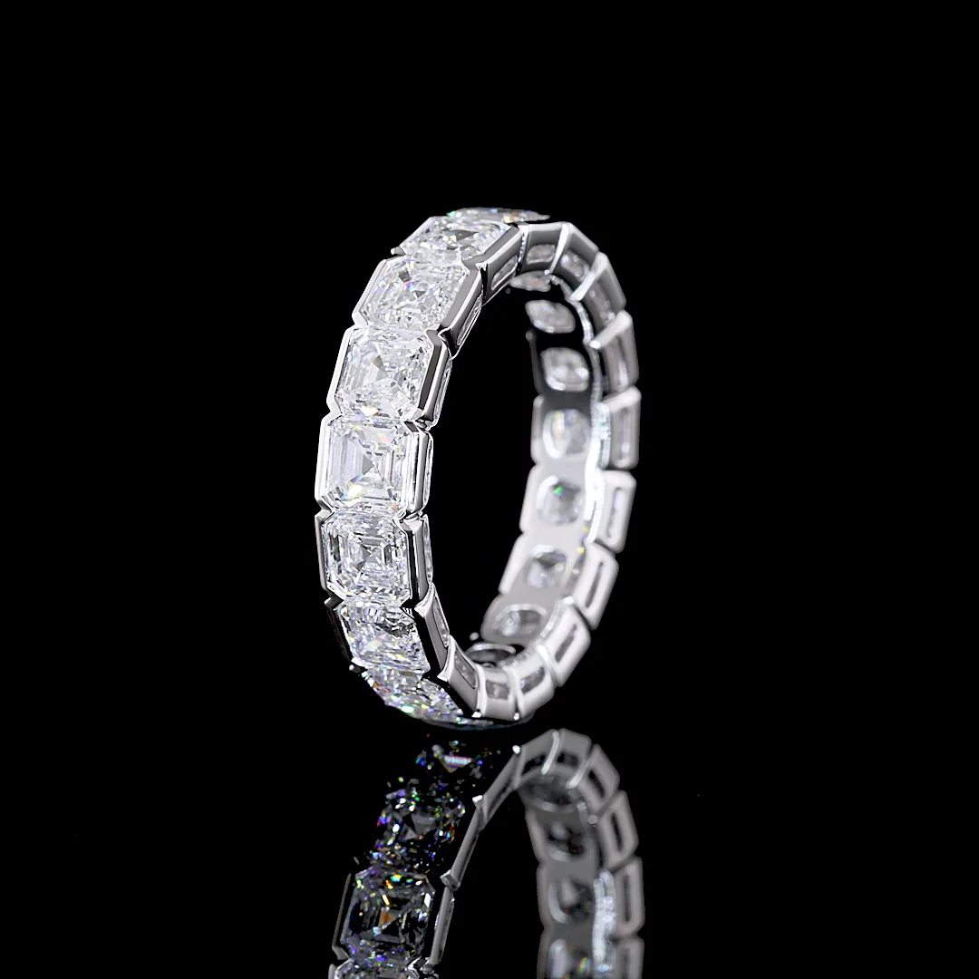 4.96 Cts 14k White Gold Asscher Shape Eternity Band Eternity Band - Image 4