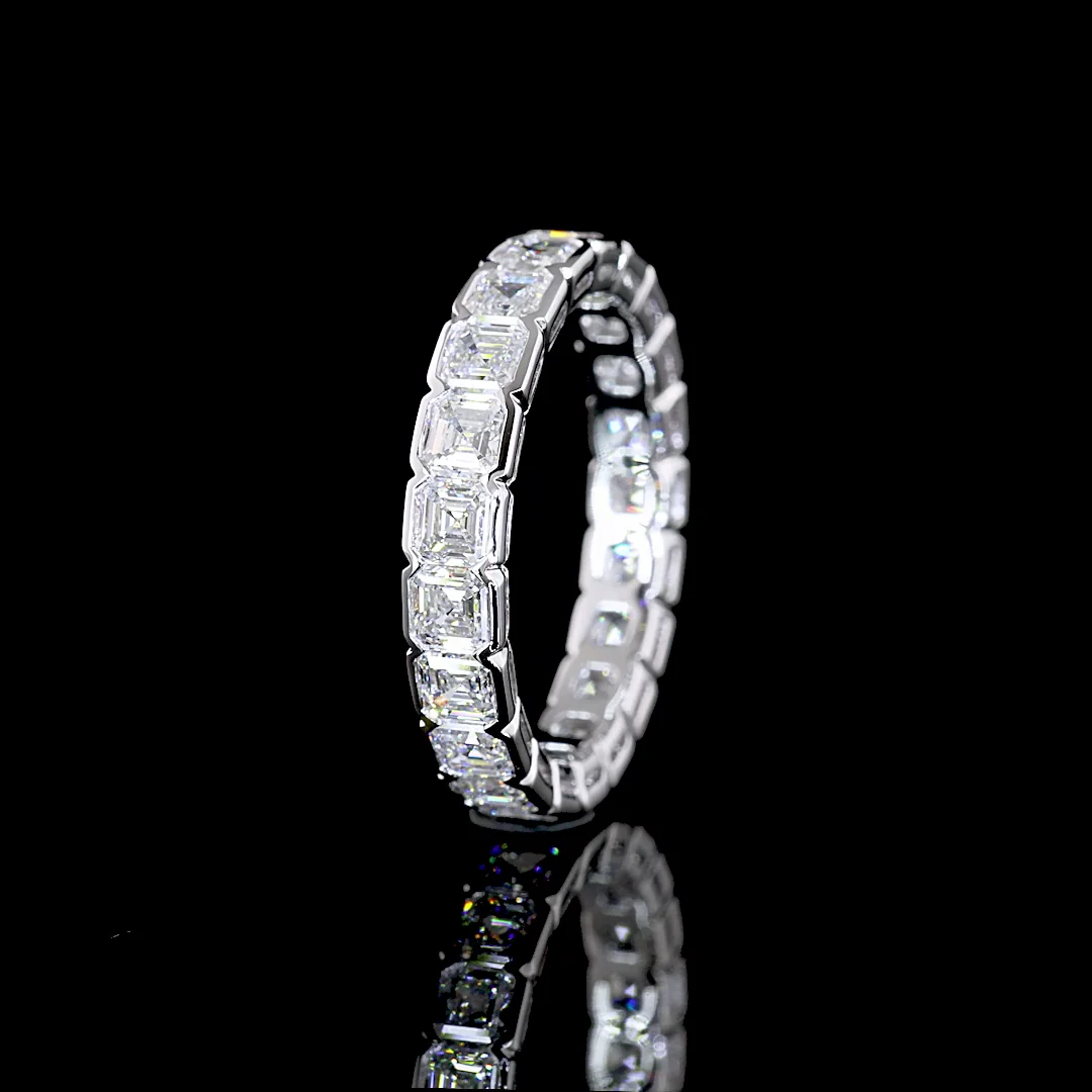 3.09 Cts 14k White Gold Asscher Shape Eternity Band Eternity Band - Image 4