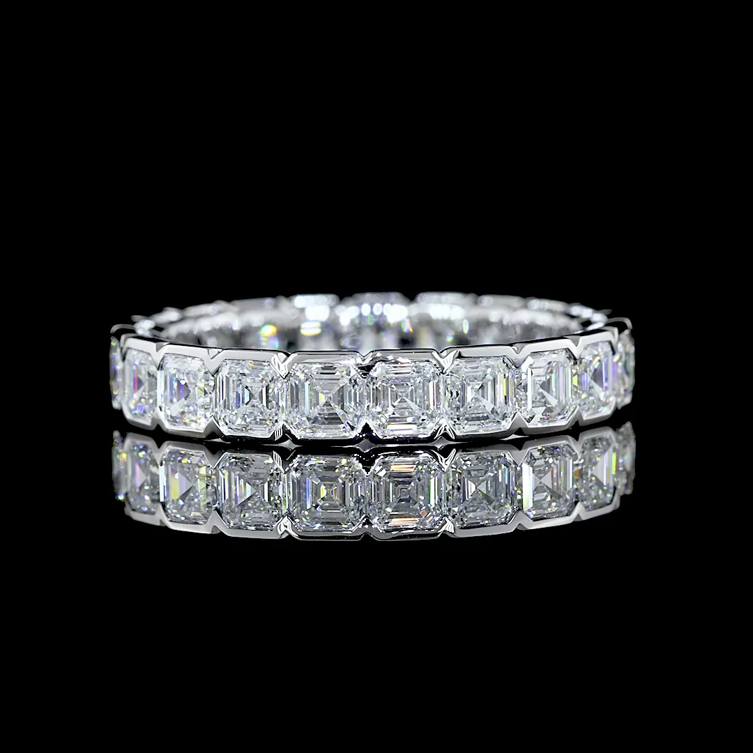 3.09 Cts 14k White Gold Asscher Shape Eternity Band Eternity Band - Video
