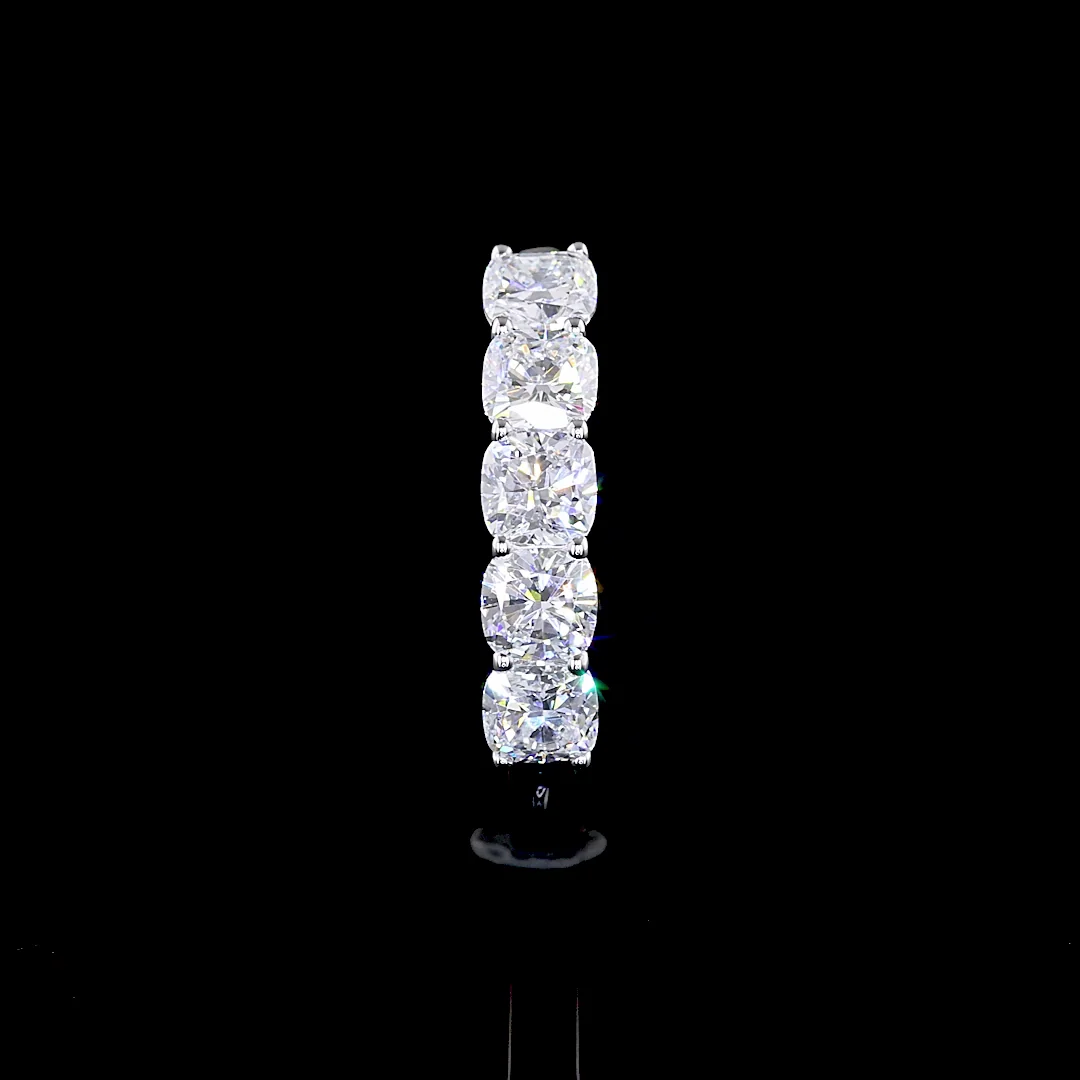 1.02 Cts 14k White Gold Square Cushion Brilliant Shape 5 Stones Eternity Band - Image 2
