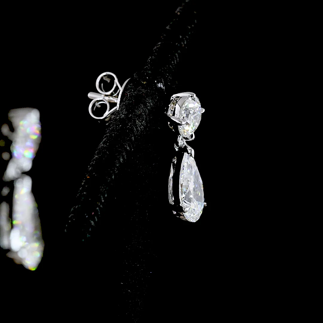 2.23 Cts 14k White Gold Round Shape Hanging Earring - Image 2