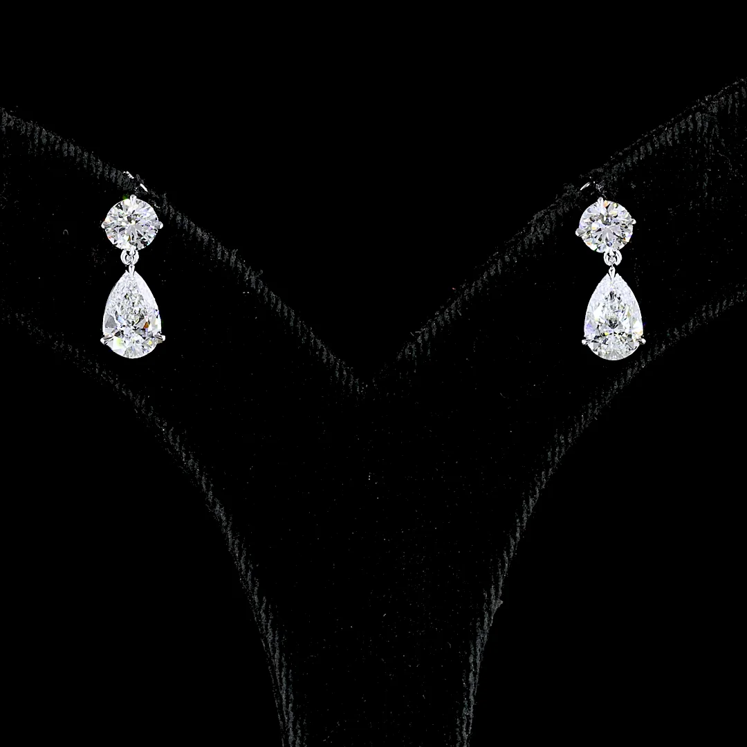 2.23 Cts 14k White Gold Round Shape Hanging Earring - Image 3