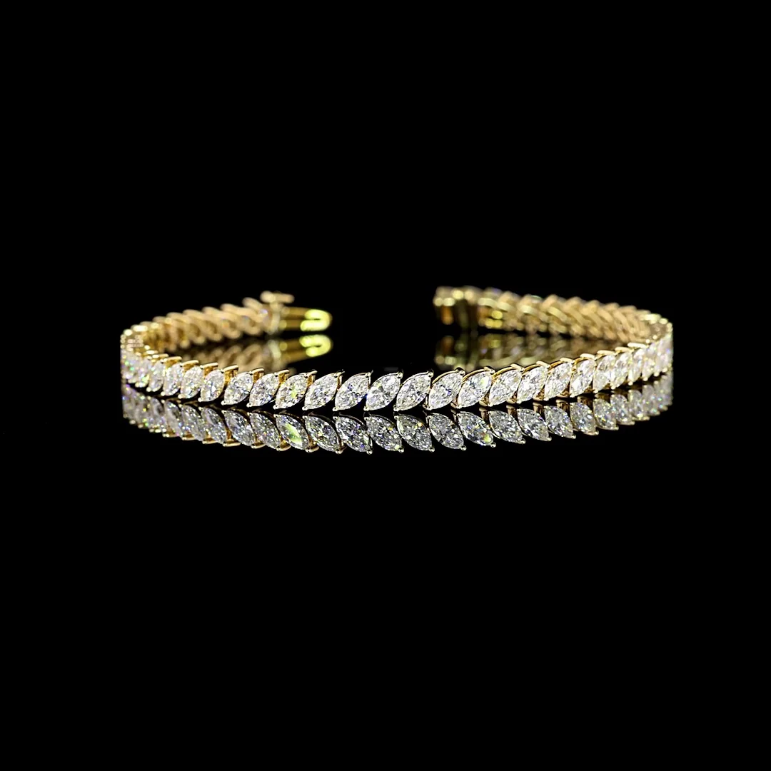 5.57 Cts 14k Yellow Gold Marquise Shape Tennis Bracelet - Video