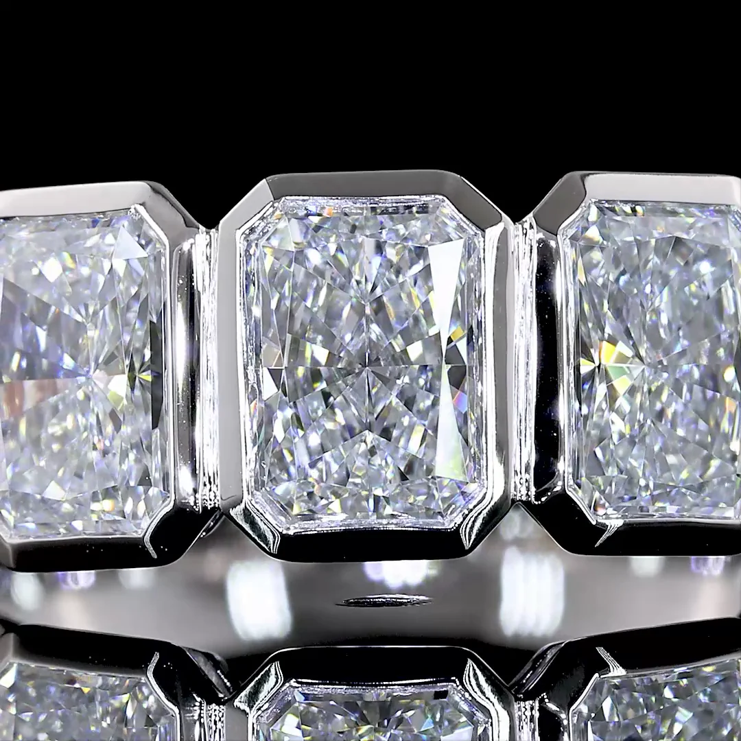 3 Cts 14k White Gold Radiant Shape 5 Stones Eternity Band - Image 3