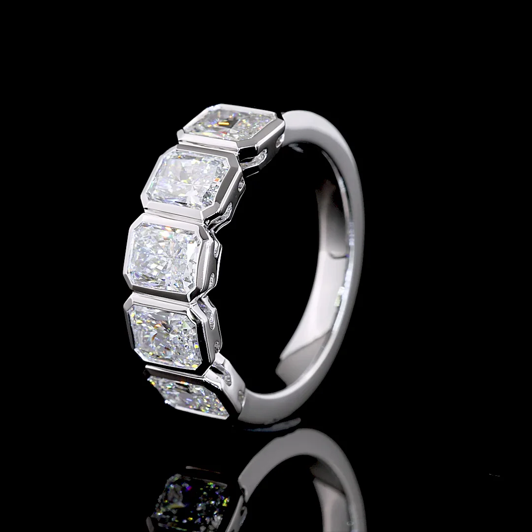 3 Cts 14k White Gold Radiant Shape 5 Stones Eternity Band - Image 4