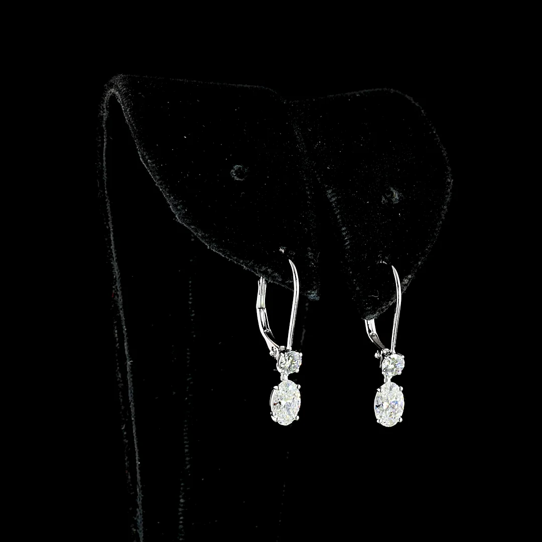 1.35 Cts 14k White Gold Oval Shape Hanging Earring - Video