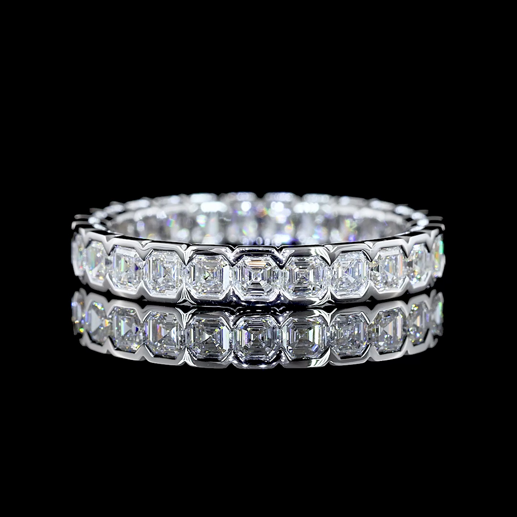 2.01 Cts 14k White Gold Asscher Shape Eternity Band Eternity Band - Video