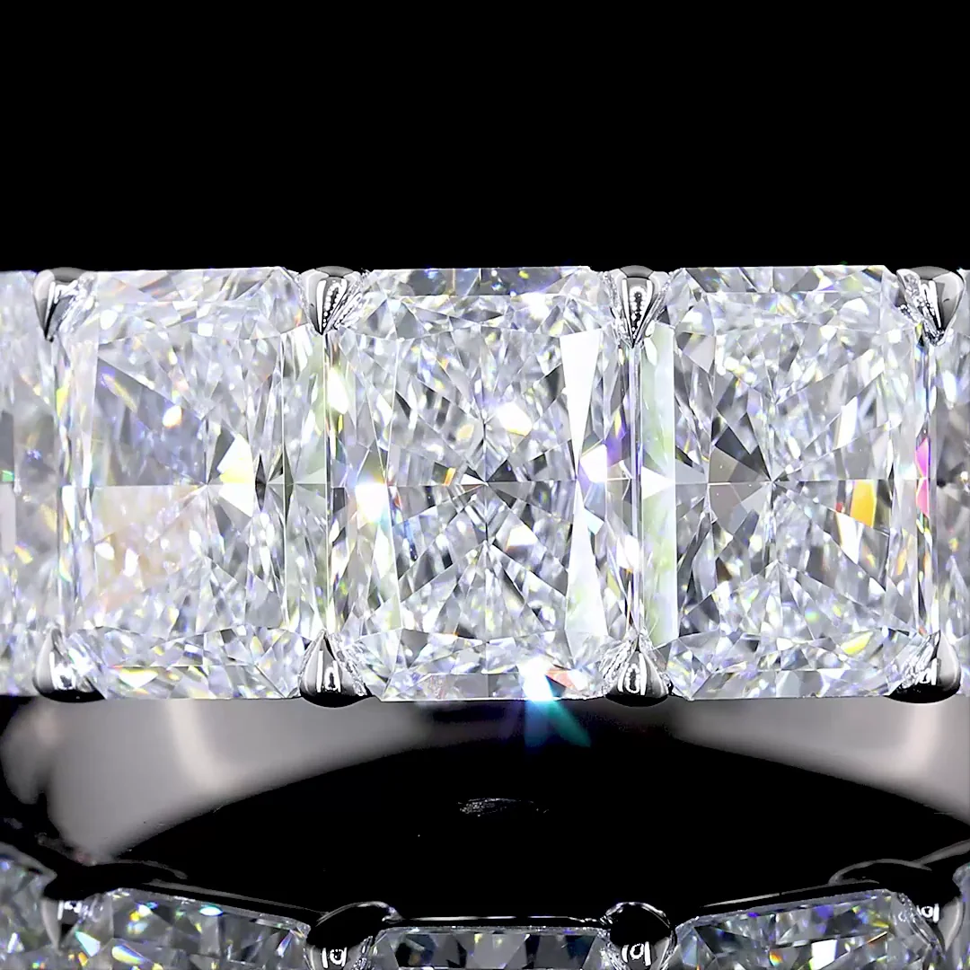 5.19 Cts 14k White Gold Radiant Shape 7 Stones Eternity Band - Image 3