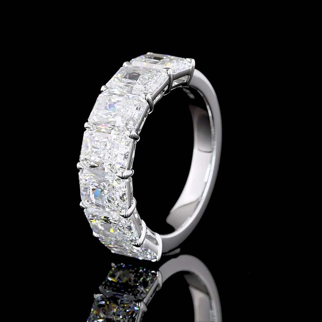 5.19 Cts 14k White Gold Radiant Shape 7 Stones Eternity Band - Image 4