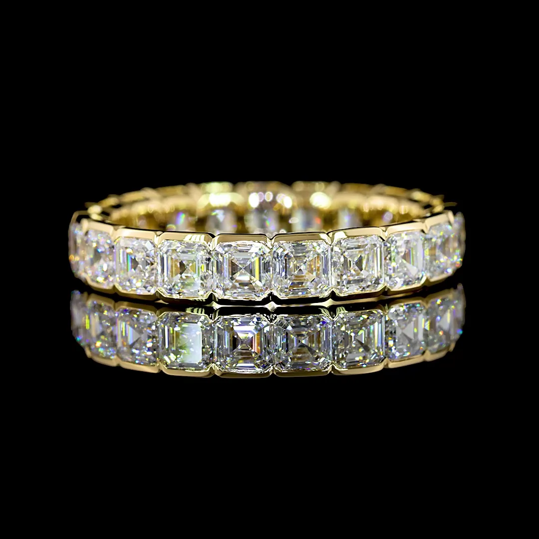 3.05 Cts 14k Yellow Gold Asscher Shape Eternity Band Eternity Band - Video