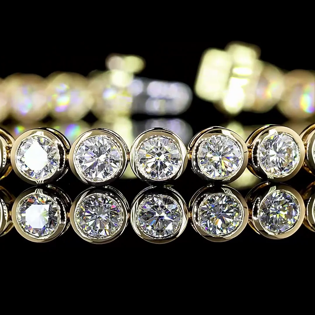 7.42 Cts 14k Yellow Gold Round Shape Tennis Bracelet - Image 2