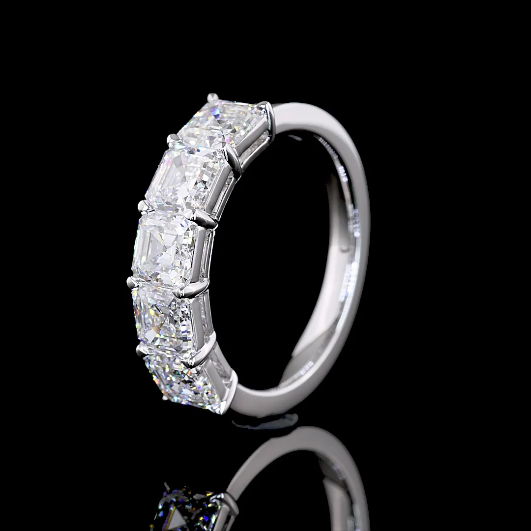 2.87 Cts 14k White Gold Asscher Shape 5 Stones Eternity Band - Image 4