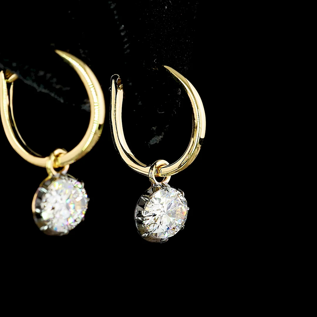 2.04 Cts 14k Yellow Gold Oval Shape Hanging Earring - Image 2