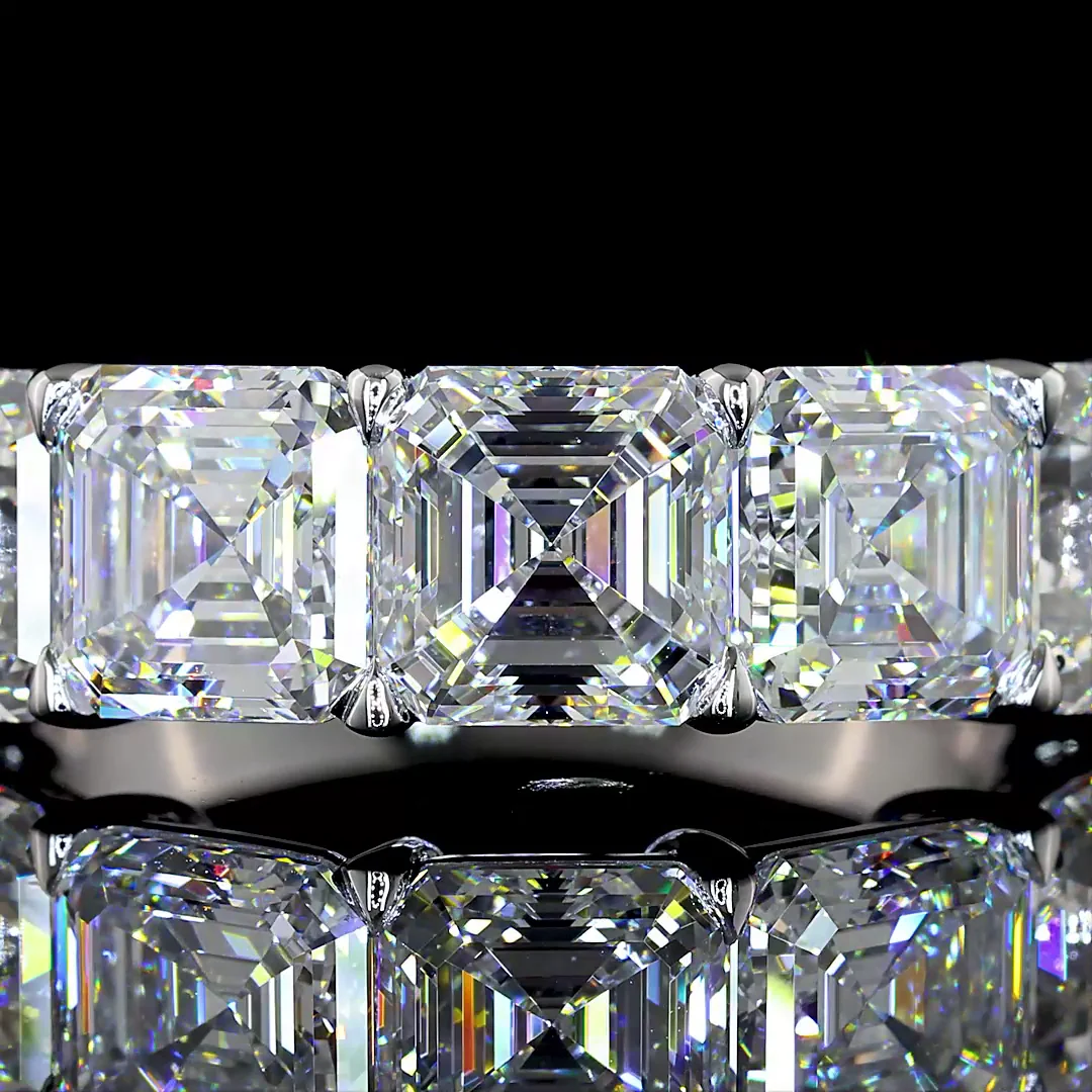 5.2 Cts 14k White Gold Asscher Shape 5 Stones Eternity Band - Image 3