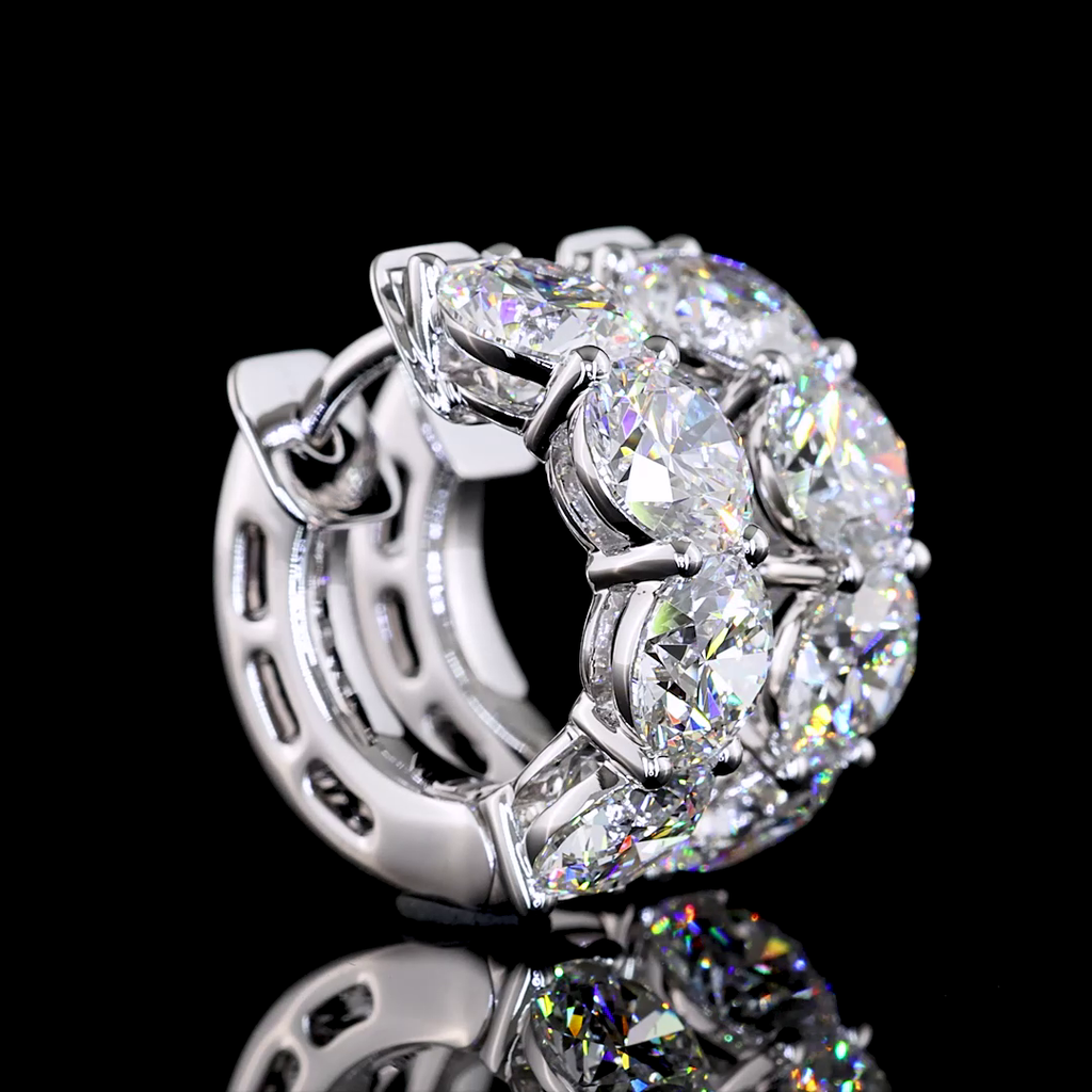 3.99 Cts 14k White Gold Round Shape Huggies Earring - Video