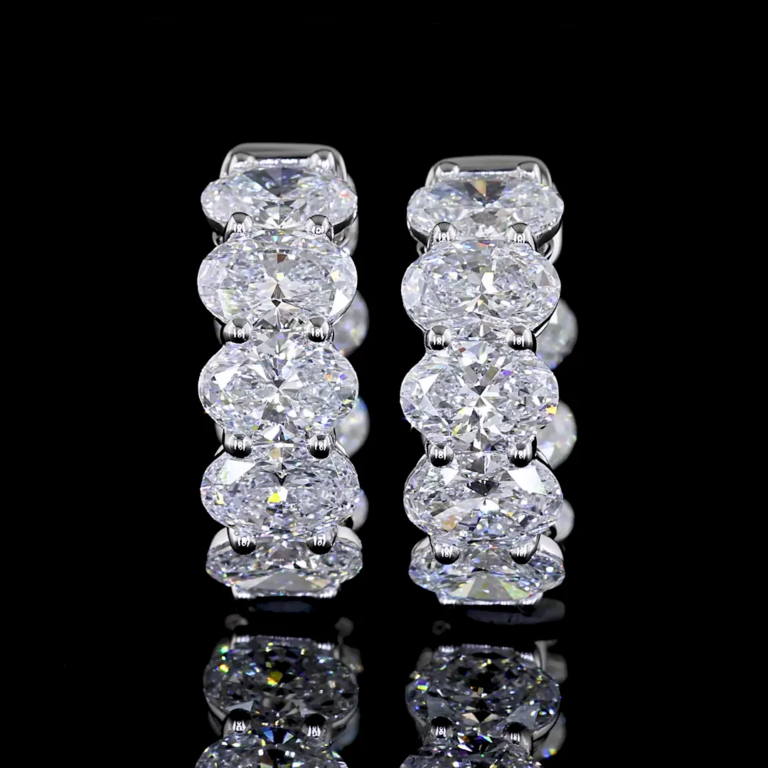 4.31 Cts 14k White Gold Oval Shape Huggies Earring - Image 3