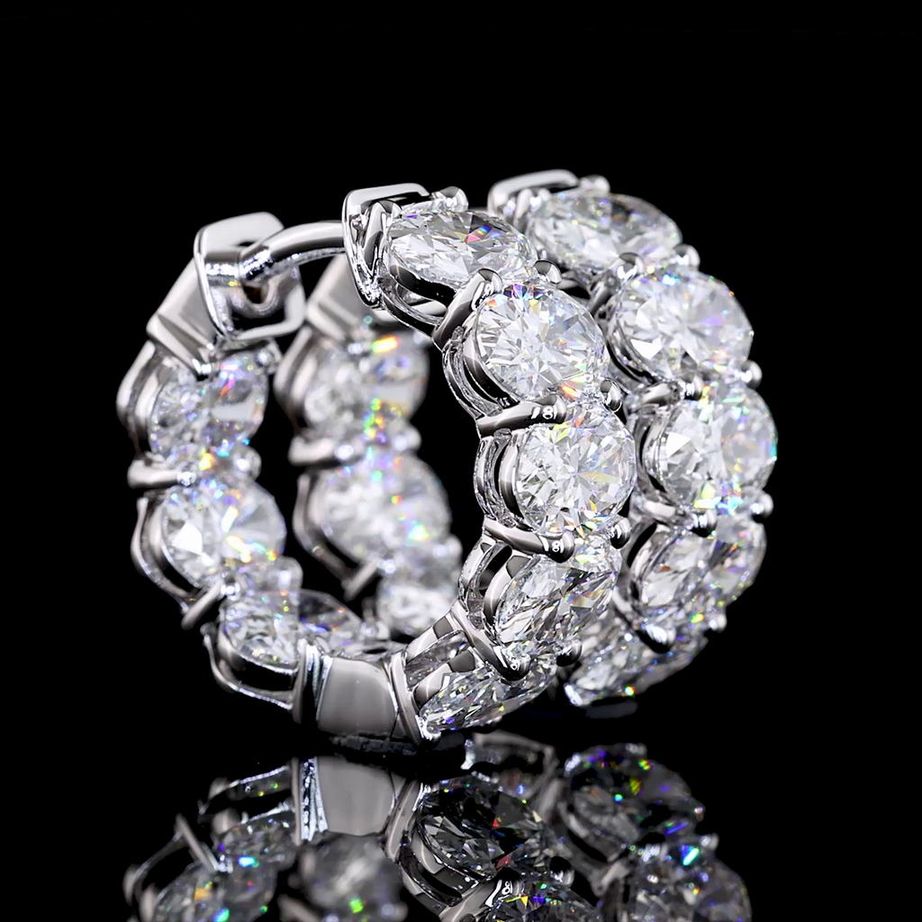 4.31 Cts 14k White Gold Oval Shape Huggies Earring - Video