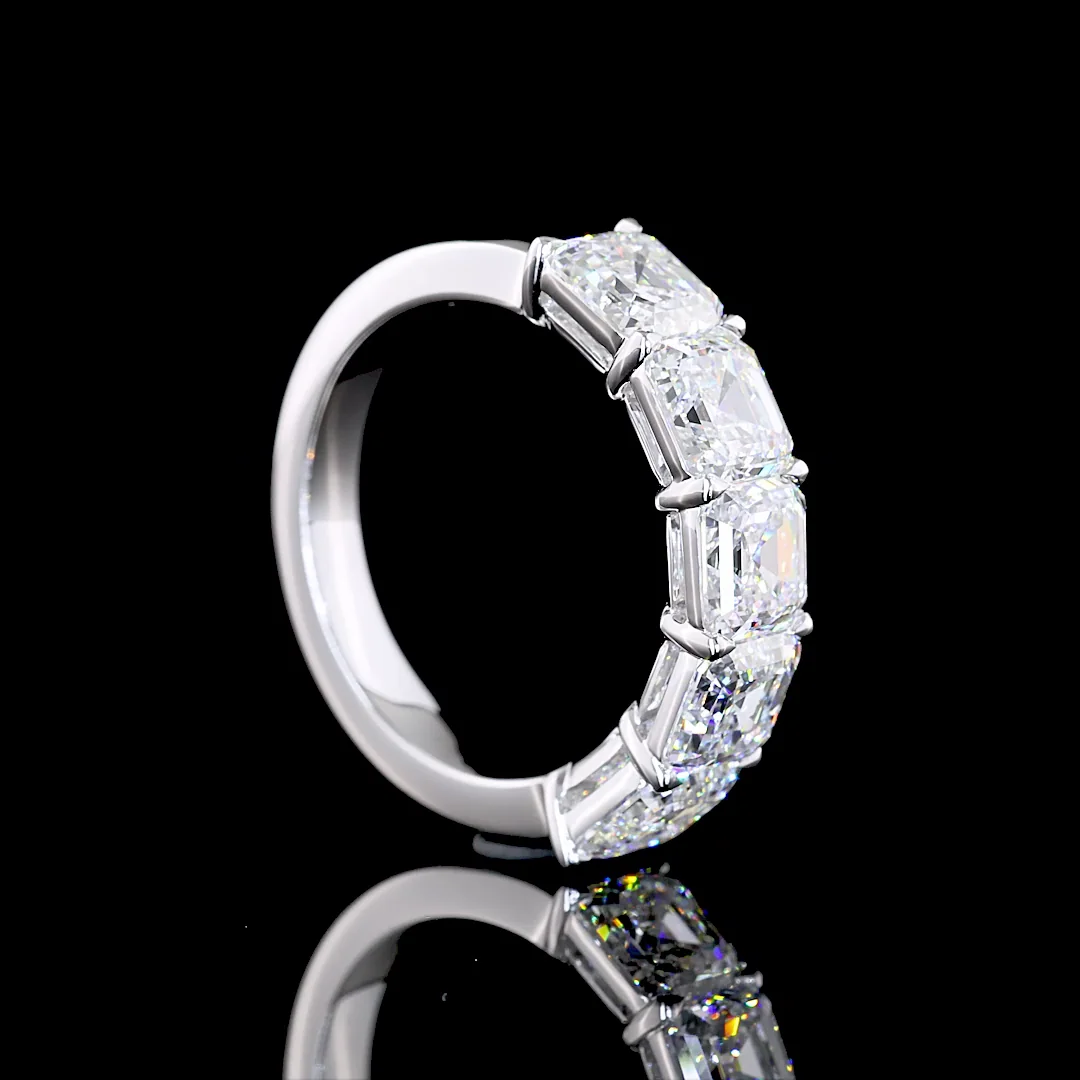 4.12 Cts 14k White Gold Asscher Shape 5 Stones Eternity Band - Image 2