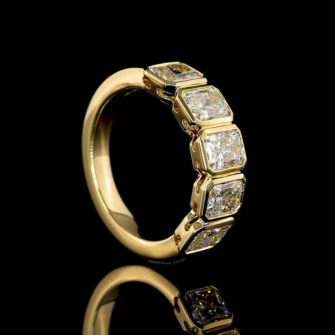 3.06 Cts 14k Yellow Gold Radiant Shape 5 Stones Eternity Band - Image 2