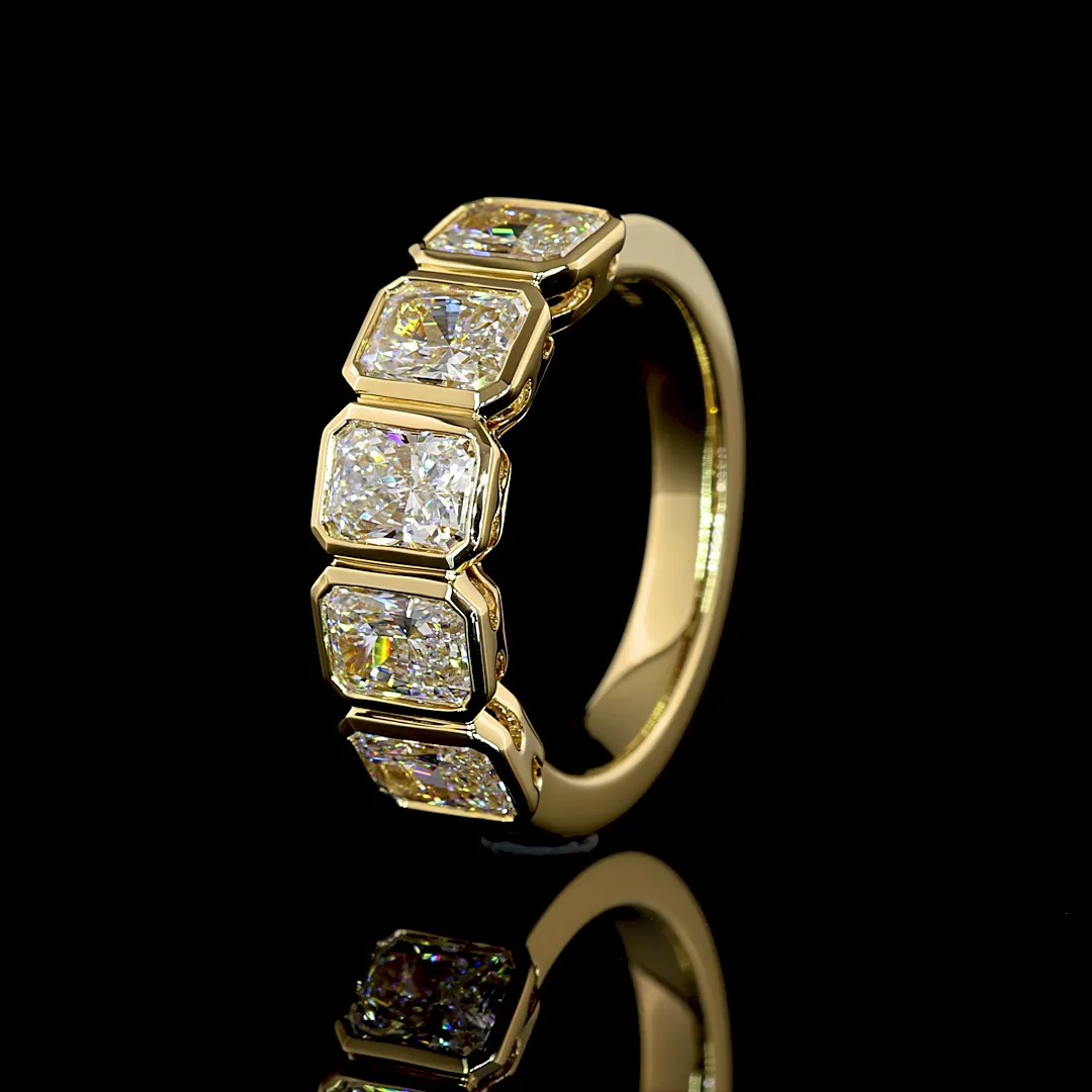 3.06 Cts 14k Yellow Gold Radiant Shape 5 Stones Eternity Band - Image 4