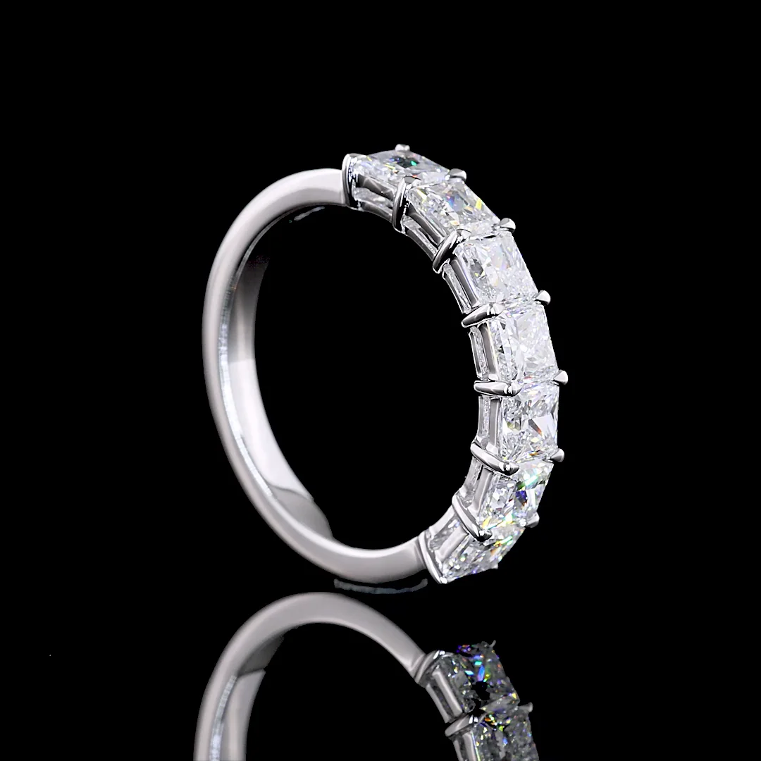 2.09 Cts 14k White Gold Princess Shape 7 Stones Eternity Band - Image 2