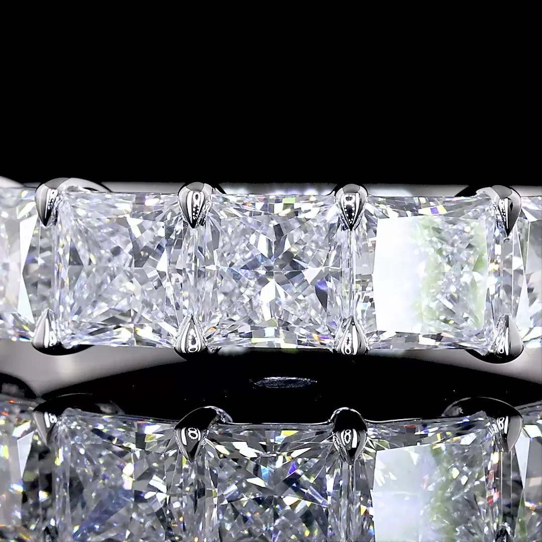 2.09 Cts 14k White Gold Princess Shape 7 Stones Eternity Band - Image 3