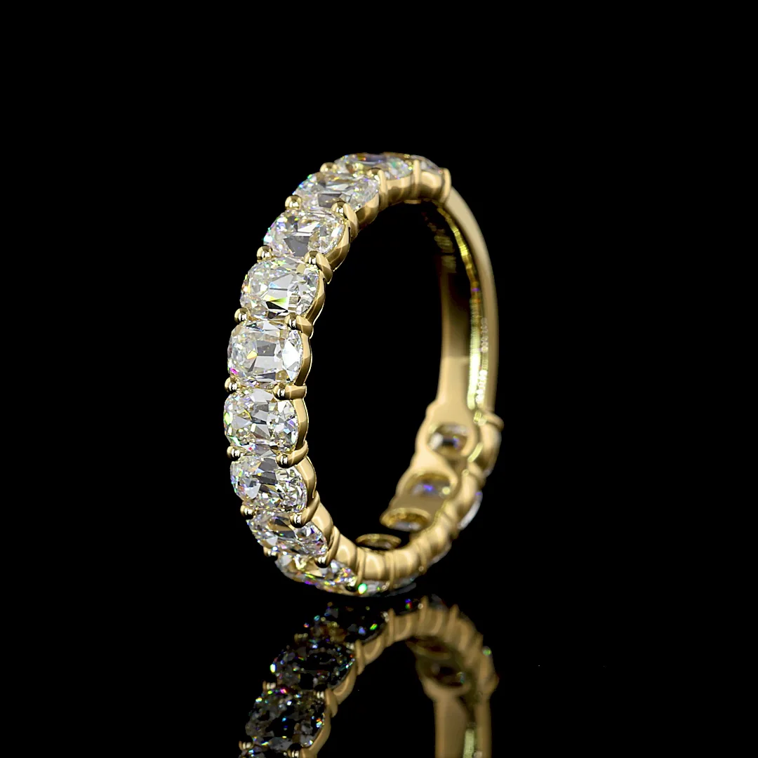 2.97 Cts 14k Yellow Gold Antique Cushion Shape 3/4 Band Eternity Band - Image 4