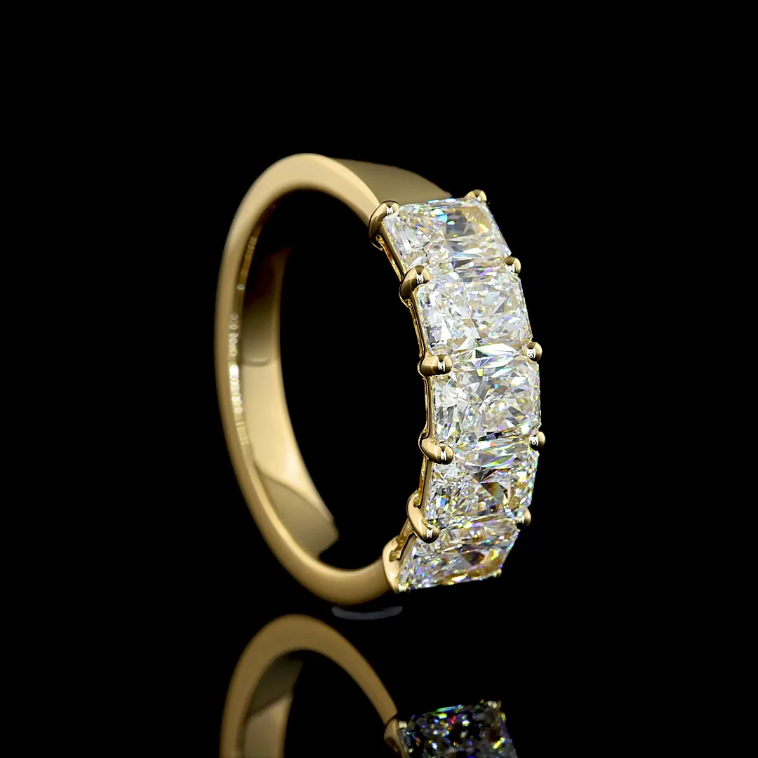 2.11 Cts 14k Yellow Gold Radiant Shape 5 Stones Eternity Band - Image 2