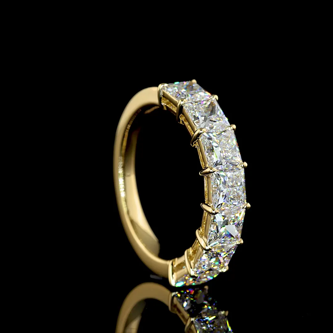 3.12 Cts 14k Yellow Gold Princess Shape 7 Stones Eternity Band - Image 2
