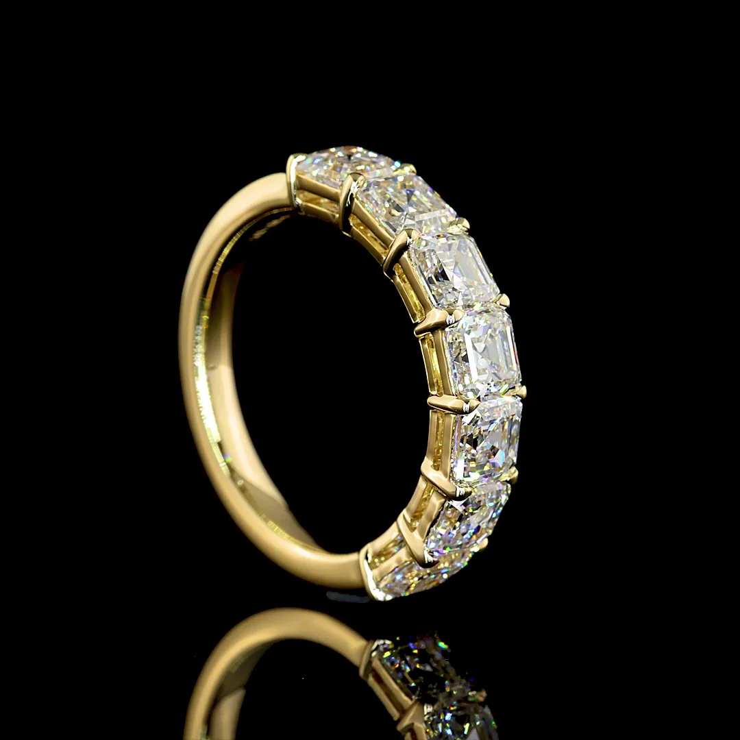 3.2 Cts 14k Yellow Gold Asscher Shape 7 Stones Eternity Band - Image 2