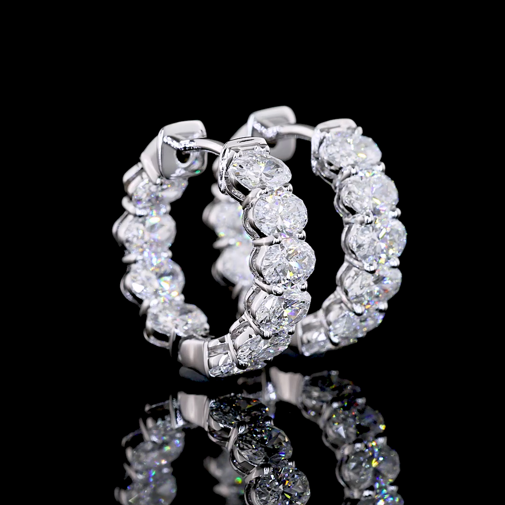 1.88 Cts 14k White Gold Oval Shape Huggies Earring - Video