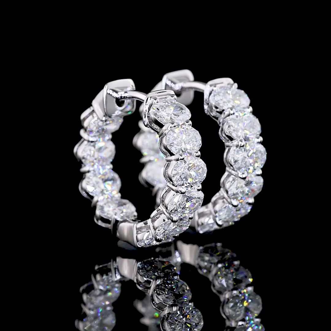 1.88 Cts 14k White Gold Oval Shape Huggies Earring - Video