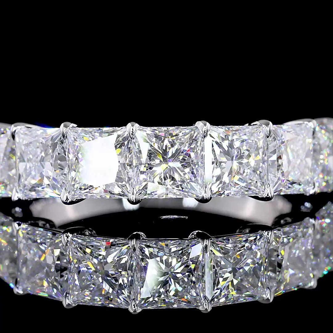 3.15 Cts 14k White Gold Princess Shape 7 Stones Eternity Band - Image 3