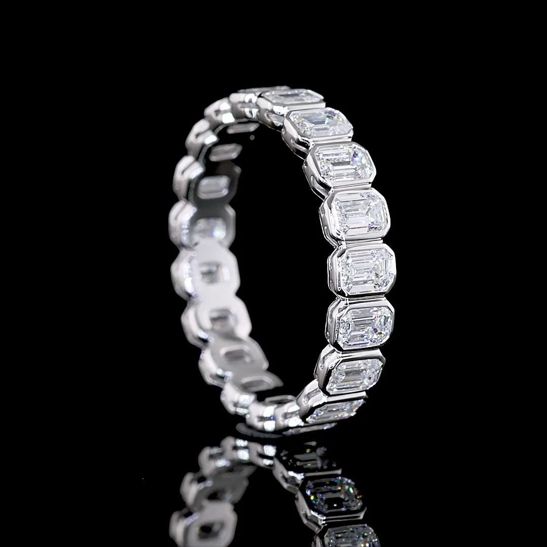 1.9 Cts 14k White Gold Emerald Shape Eternity Band Eternity Band - Image 2