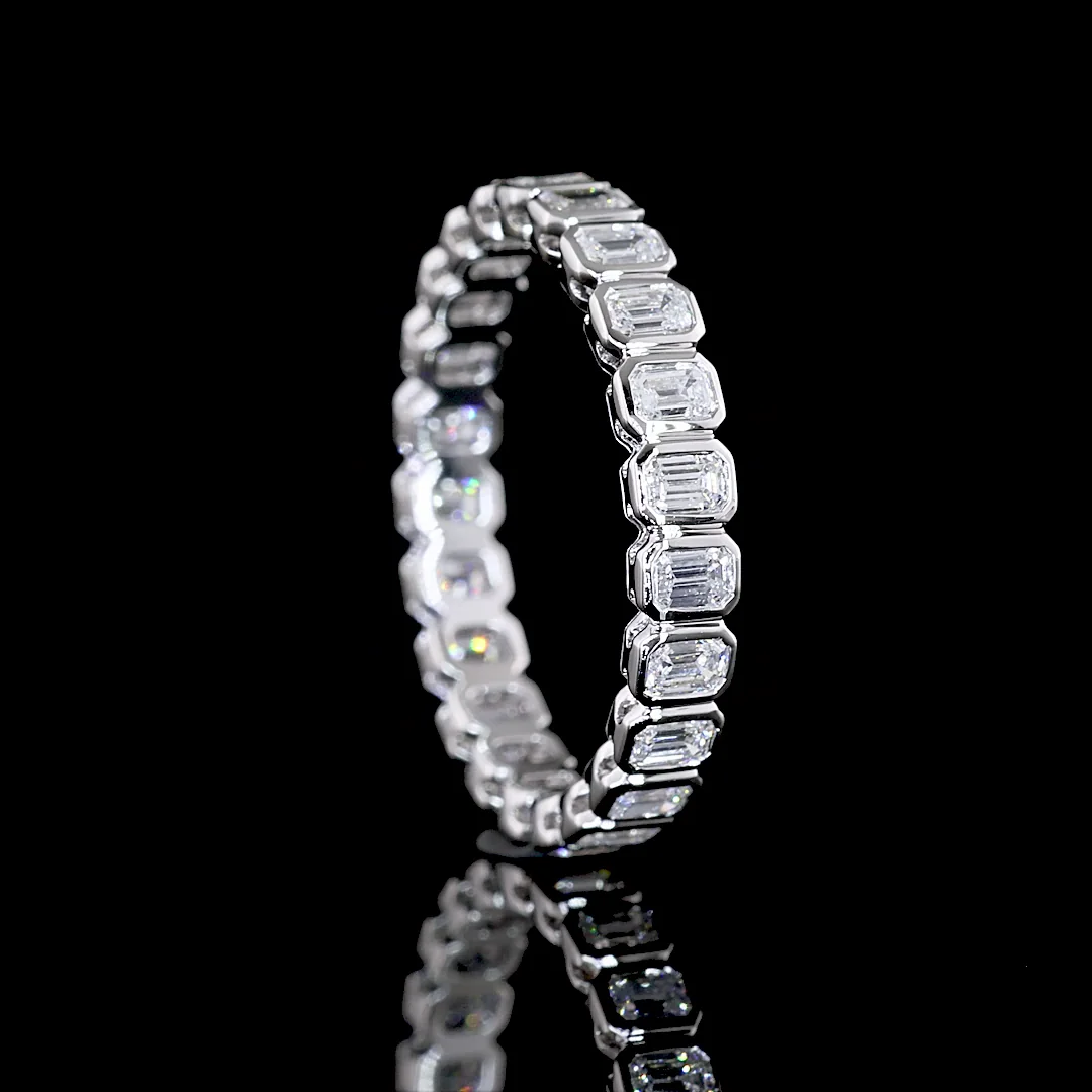 0.98 Cts 14k White Gold Emerald Shape Eternity Band Eternity Band - Image 2