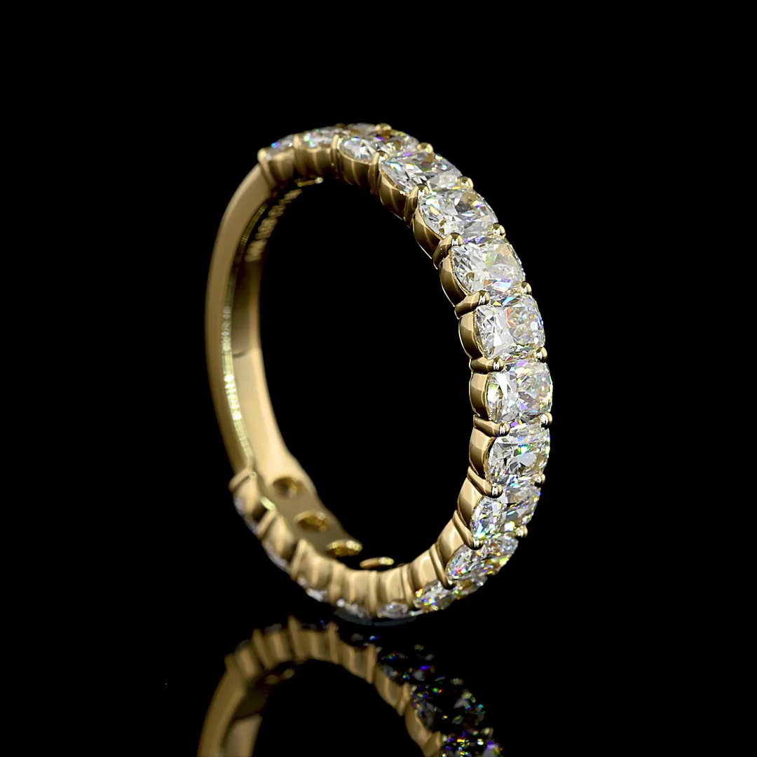 1.88 Cts 14k Yellow Gold Cushion Brilliant Shape 3/4 Band Eternity Band - Image 2