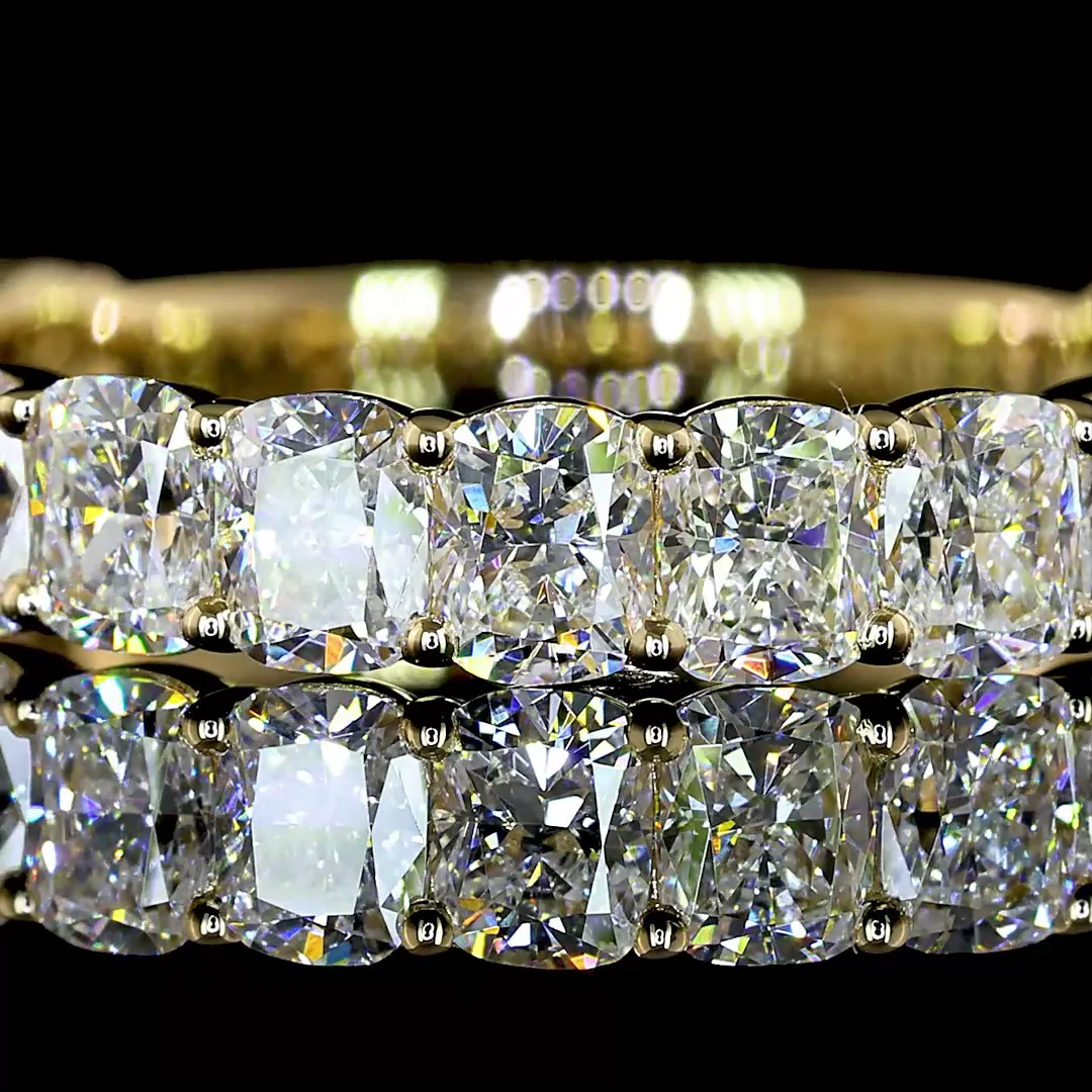 1.88 Cts 14k Yellow Gold Cushion Brilliant Shape 3/4 Band Eternity Band - Image 3