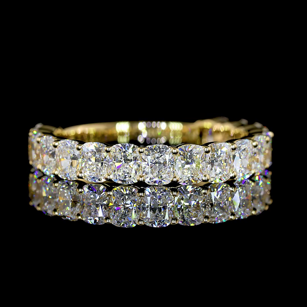 1.88 Cts 14k Yellow Gold Cushion Brilliant Shape 3/4 Band Eternity Band - Video