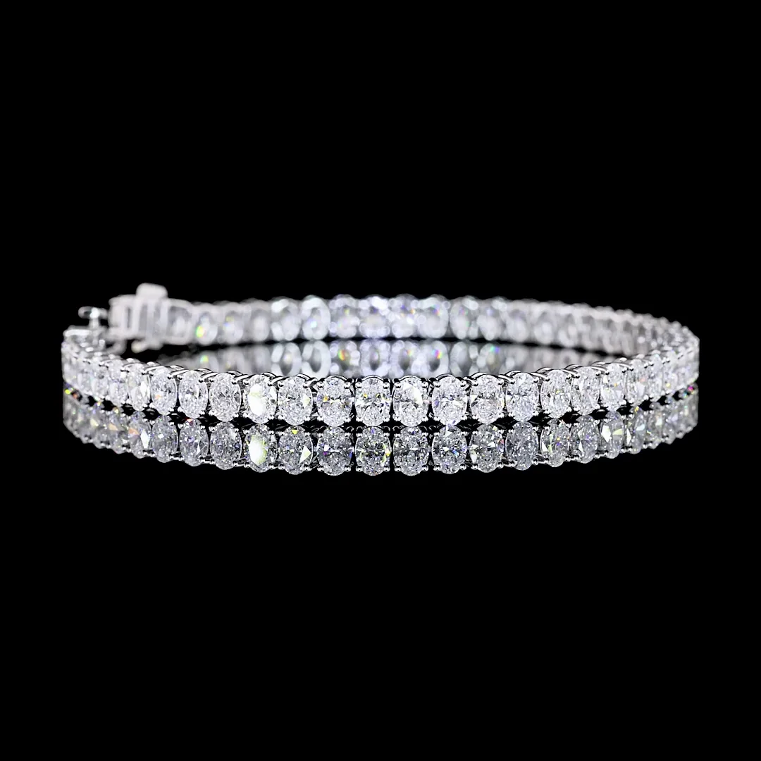 9.81 Cts 14k White Gold Oval Shape Tennis Bracelet - Video