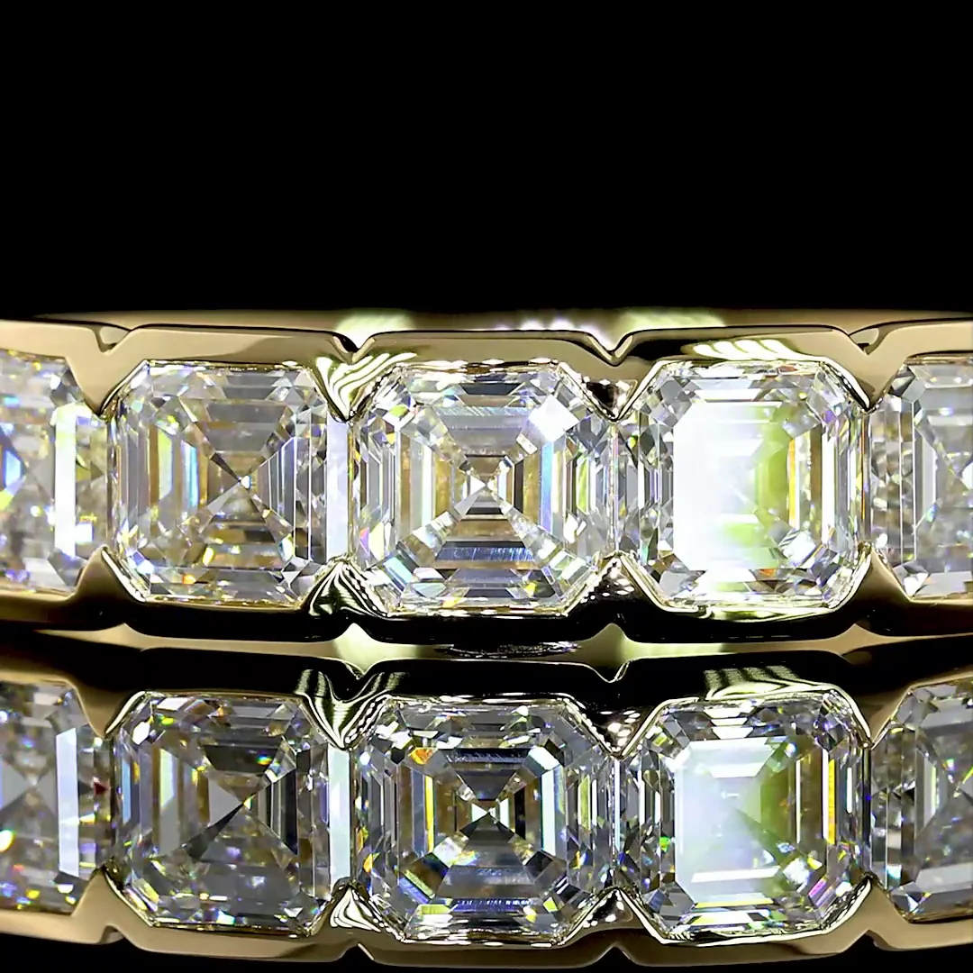 1.03 Cts 14k Yellow Gold Asscher Shape 5 Stones Eternity Band - Image 3
