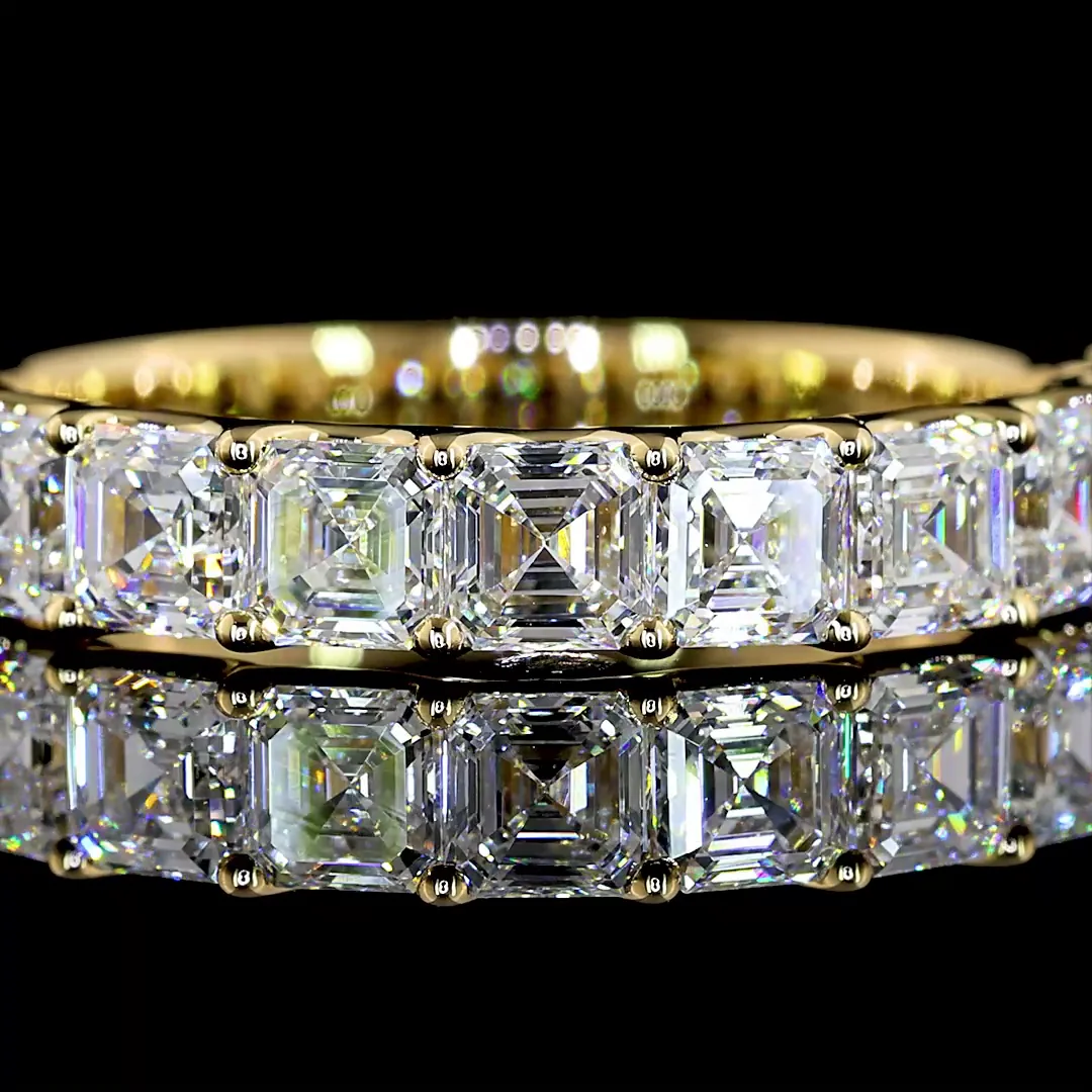 1.96 Cts 14k Yellow Gold Asscher Shape 3/4 Band Eternity Band - Image 3