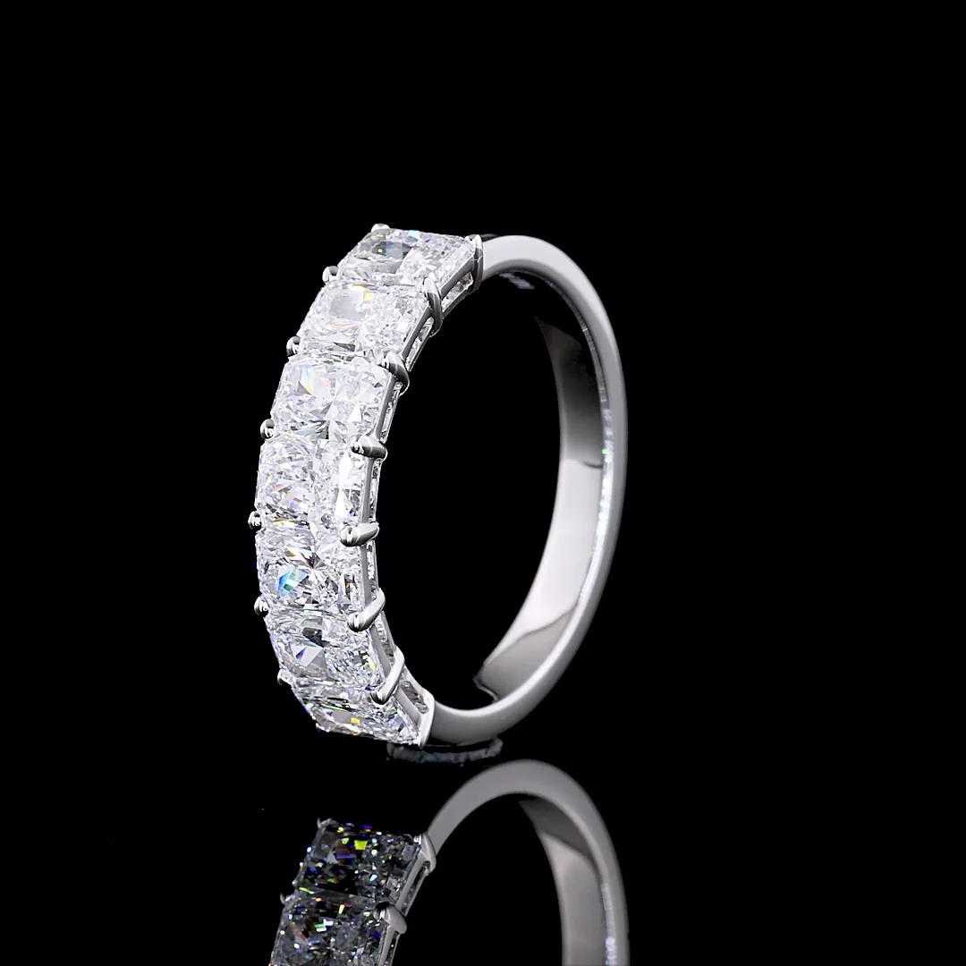 2.01 Cts 14k White Gold Radiant Shape 7 Stones Eternity Band - Image 4