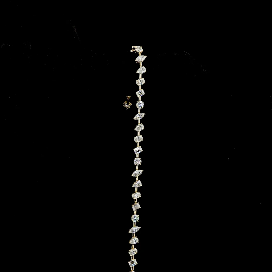 3.73 Cts 14k Yellow Gold Mix Shape Tennis Bracelet - Image 3
