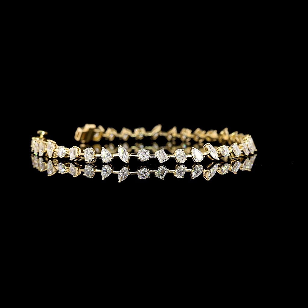 3.73 Cts 14k Yellow Gold Mix Shape Tennis Bracelet - Video