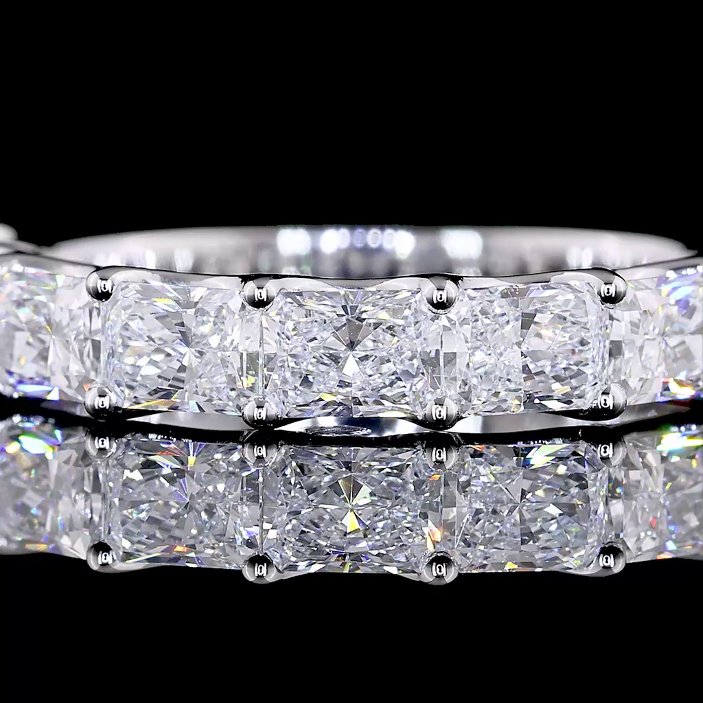 1.99 Cts 14k White Gold Radiant Shape Half Eternity Eternity Band - Image 3